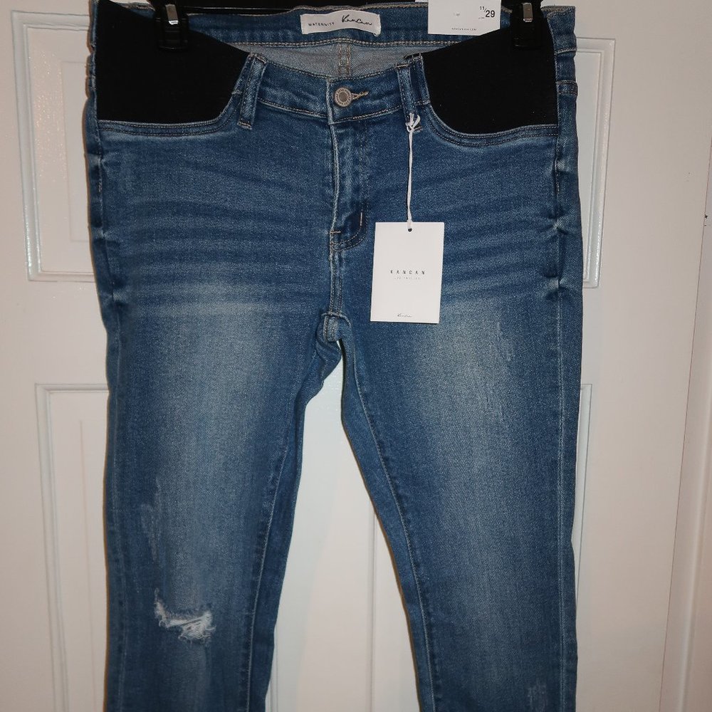 KANCAN Maternity size 11/29 Skinny Ankle Jeans Distressed NWT